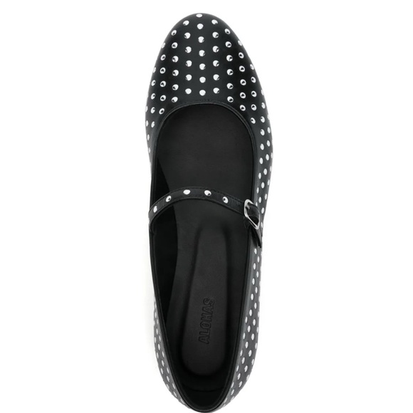 Alohas Lucien Black Leather Ballet Flats with silver studs! Size US 9/EUR 40-NEW - Picture 8 of 11